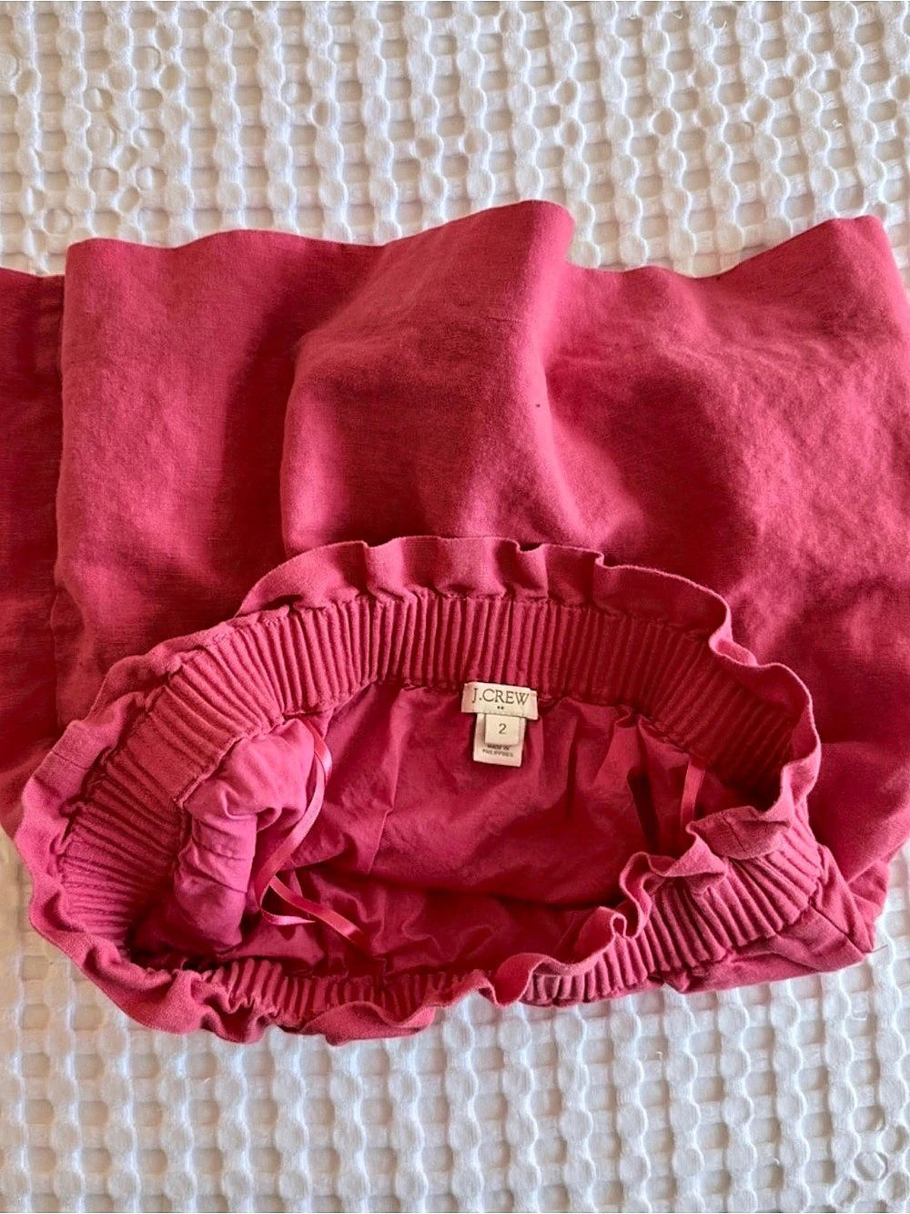 J.Crew Raspberry Pink Ruffle Waist Skirt - Picture 4 of 6